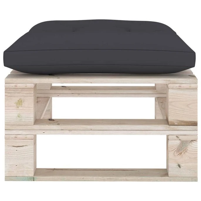 Repose-pied Palette De Jardin Et Coussin Anthracite Bois De Pin – Image 3