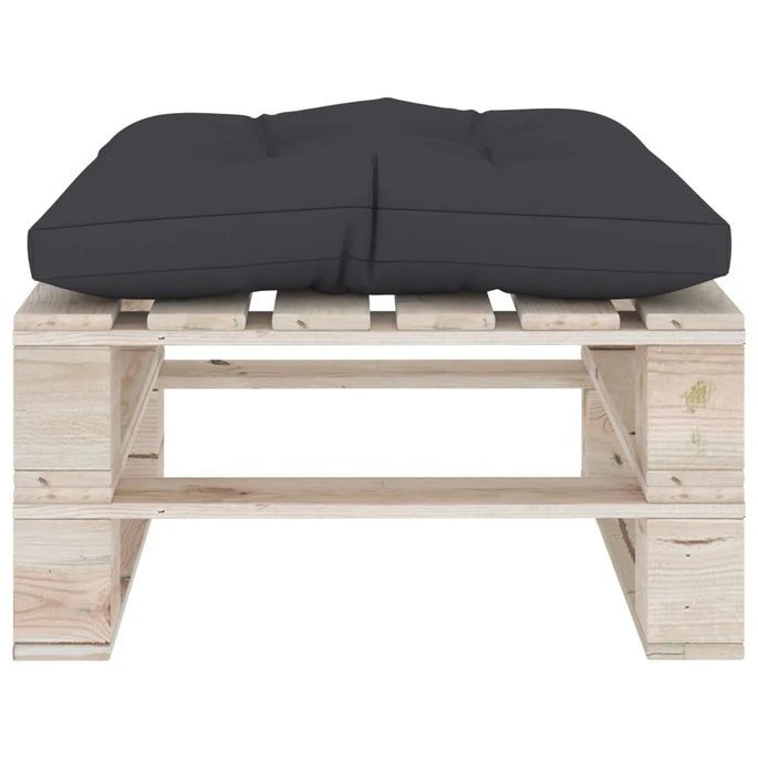 Repose-pied Palette De Jardin Et Coussin Anthracite Bois De Pin – Image 4