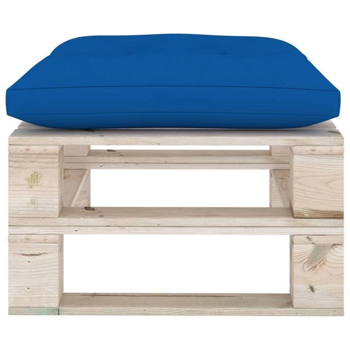 Repose-pied Palette De Jardin Et Coussin Bleu Royal Bois De Pin – Image 3