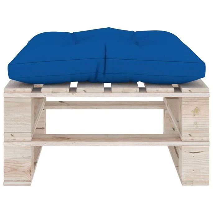 Repose-pied Palette De Jardin Et Coussin Bleu Royal Bois De Pin – Image 4