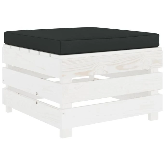 Repose-pied Palette De Jardin Et Coussin Noir Bois