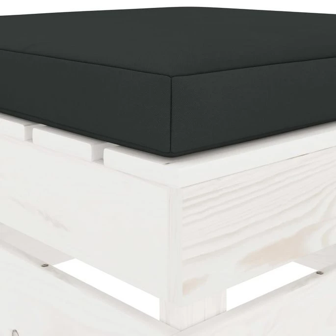 Repose-pied Palette De Jardin Et Coussin Noir Bois – Image 3