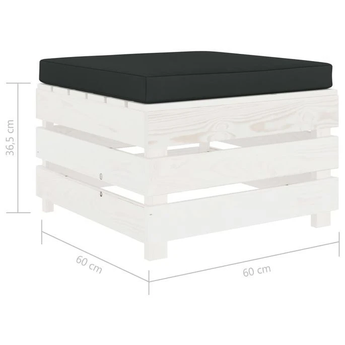 Repose-pied Palette De Jardin Et Coussin Noir Bois – Image 4