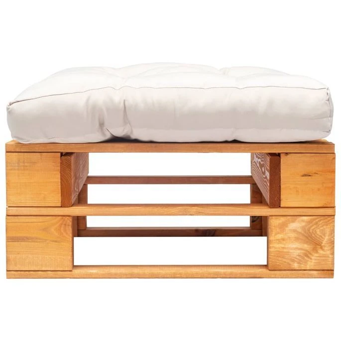 Repose-pied Palette De Jardin Et Coussin Sable Marron Miel Bois – Image 2