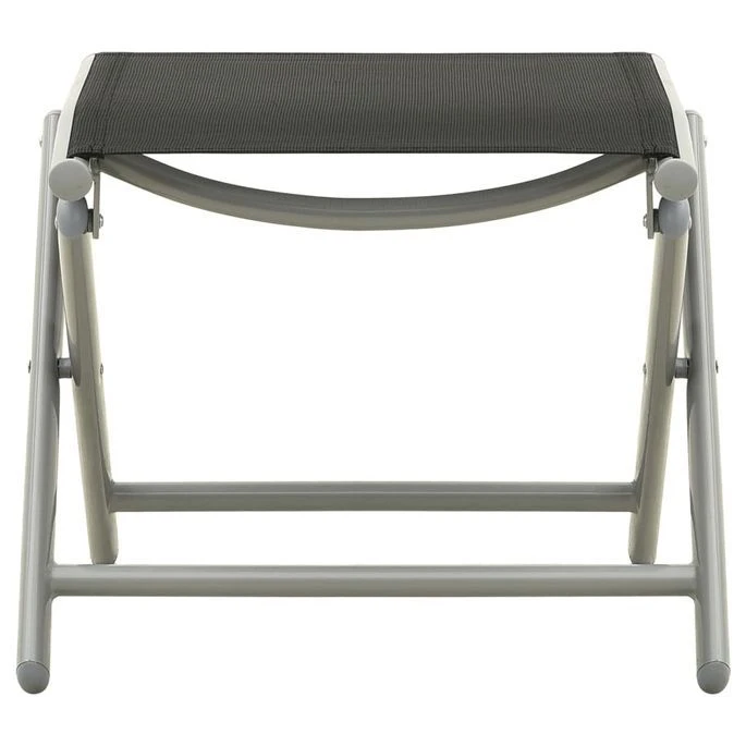 Repose-pied Pliable Noir Et Argenté Textilène Et Aluminium – Image 2
