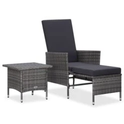 Salon De Jardin 2 Pcs Avec Coussins Résine Tressée Gris 6