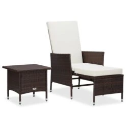Salon De Jardin 2 Pcs Avec Coussins Résine Tressée Marron 3