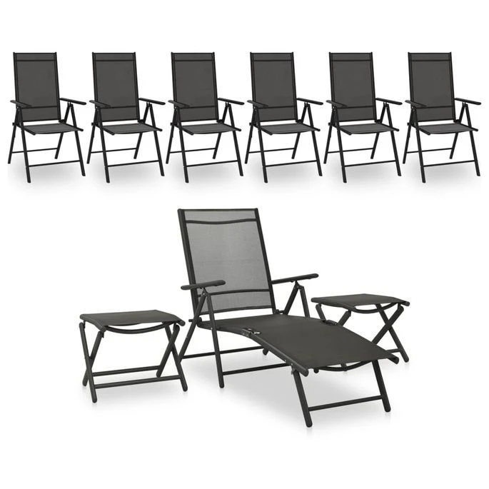 Salon De Jardin 9 Pcs Noir Et Anthracite