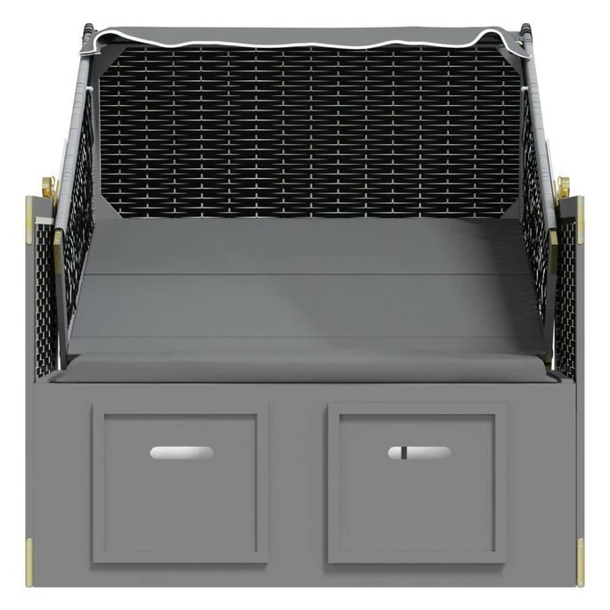 Strandkorb Avec Auvent Résine Tressée Et Bois Solide Anthracite 2 – Image 8