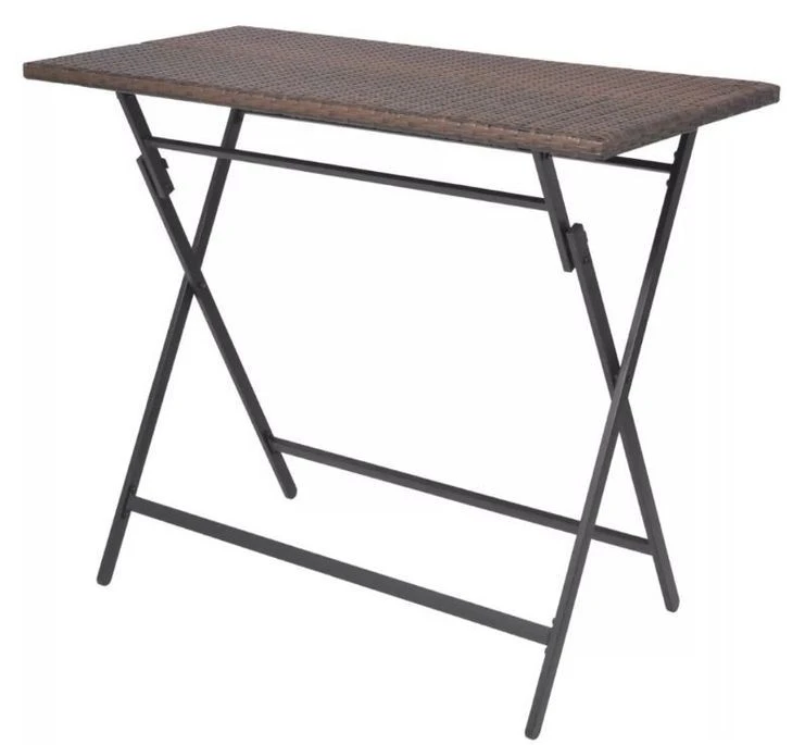 Table Bar Rectangulaire Et 4 Chaises De Jardin Résine Tressée Marron Klark – Image 4