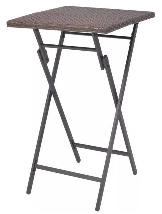 Table De Bar Carrée Et 2 Chaises De Jardin Résine Tressée Marron Klark – Image 4