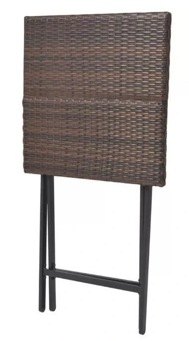 Table De Bar Carrée Et 2 Chaises De Jardin Résine Tressée Marron Klark – Image 5