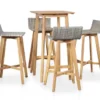 Table De Bar Carrée Et 4 Chaises De Jardin Acacia Massif Clair Et Résine Tressée Gris Vidot