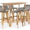 Table De Bar Et 8 Chaises De Jardin Acacia Massif Clair Et Résine Tressée Gris Vidot