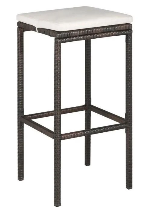 Table De Bar Rectangulaire Et 2 Tabourets De Jardin Résine Tressée Marron Klark – Image 4