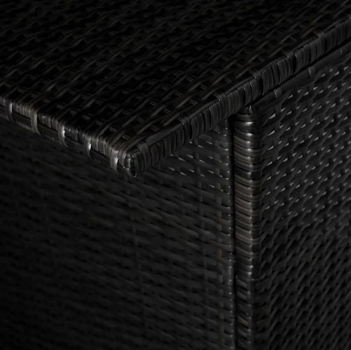 Table De Bar Rectangulaire Et 2 Tabourets De Jardin Résine Tressée Noir Klark – Image 2