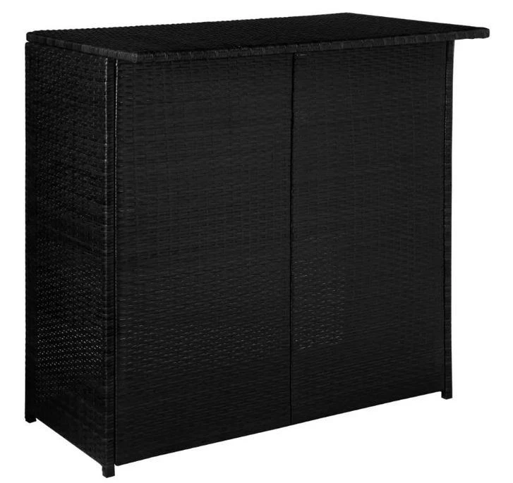 Table De Bar Rectangulaire Et 2 Tabourets De Jardin Résine Tressée Noir Klark – Image 3