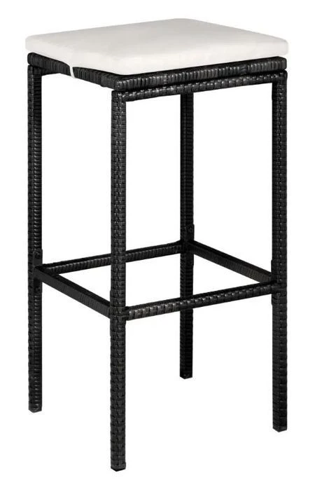 Table De Bar Rectangulaire Et 2 Tabourets De Jardin Résine Tressée Noir Klark – Image 4