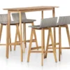 Table De Bar Rectangulaire Et 4 Chaises De Jardin Acacia Massif Clair Et Résine Tressée Gris Vidot