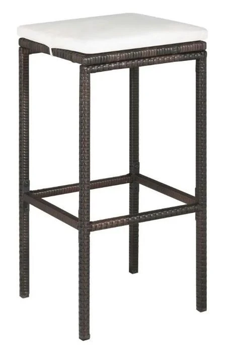 Table De Bar Rectangulaire Et 4 Tabourets De Jardin Résine Tressée Marron Klark – Image 3