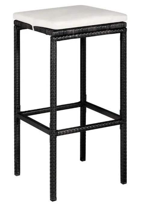 Table De Bar Rectangulaire Et 4 Tabourets De Jardin Résine Tressée Noir Klark – Image 3