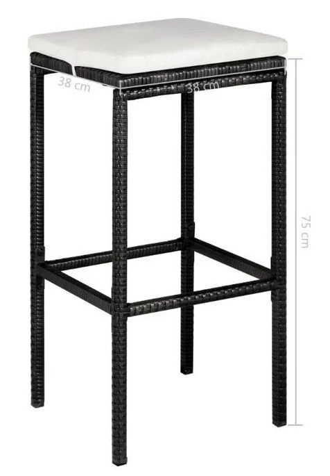 Table De Bar Rectangulaire Et 4 Tabourets De Jardin Résine Tressée Noir Klark – Image 5