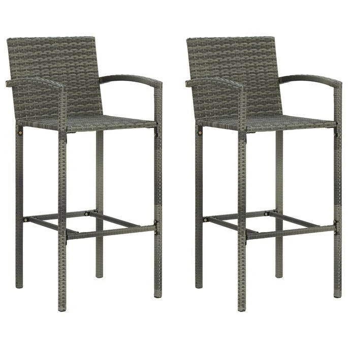 Tabourets De Bar 2 Pcs Gris Résine Tressée