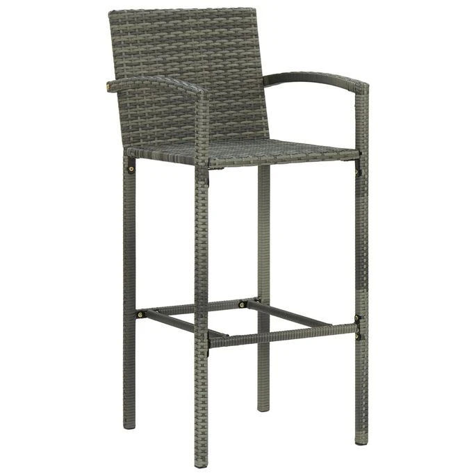 Tabourets De Bar 2 Pcs Gris Résine Tressée – Image 2