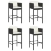 Tabourets De Bar 4 Pcs Avec Coussins Noir Résine Tressée
