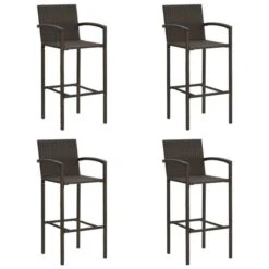 Tabourets De Bar 4 Pcs Marron Résine Tressée