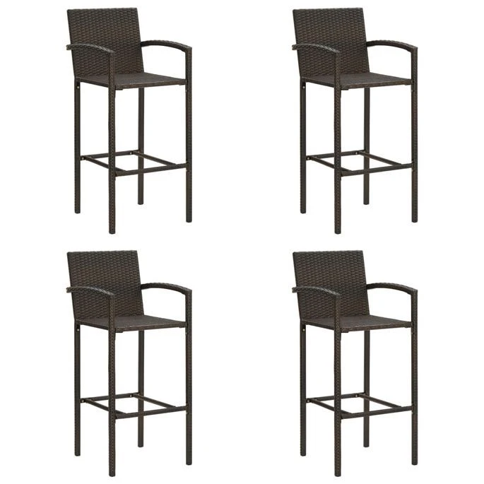 Tabourets De Bar 4 Pcs Marron Résine Tressée