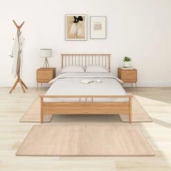 Tapis De Lit Shaggy Poils Longs 3 Pcs Beige 2