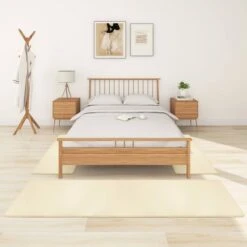 Tapis De Lit Shaggy Poils Longs 3 Pcs Crème 2