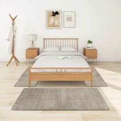 Tapis De Lit Shaggy Poils Longs 3 Pcs Gris