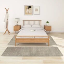 Tapis De Lit Shaggy Poils Longs 3 Pcs Gris 2