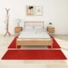 Tapis De Lit Shaggy Poils Longs 3 Pcs Rouge
