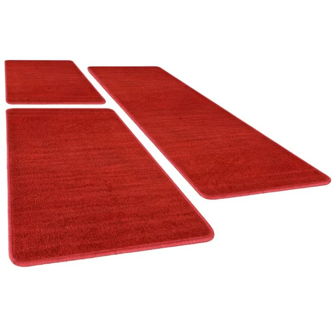 Tapis De Lit Shaggy Poils Longs 3 Pcs Rouge – Image 3
