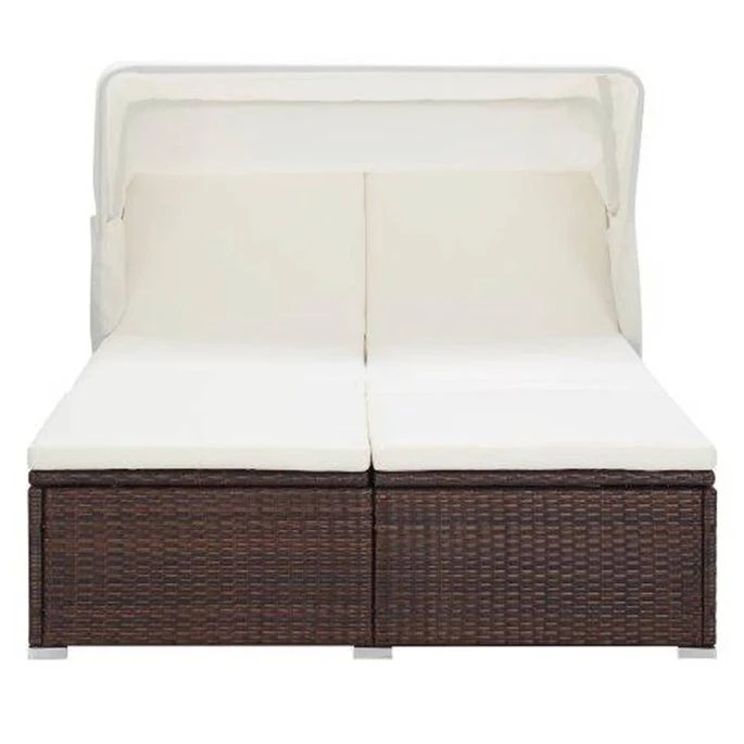 Transat à 2 Places Avec Coussin Résine Tressée Marron – Image 3