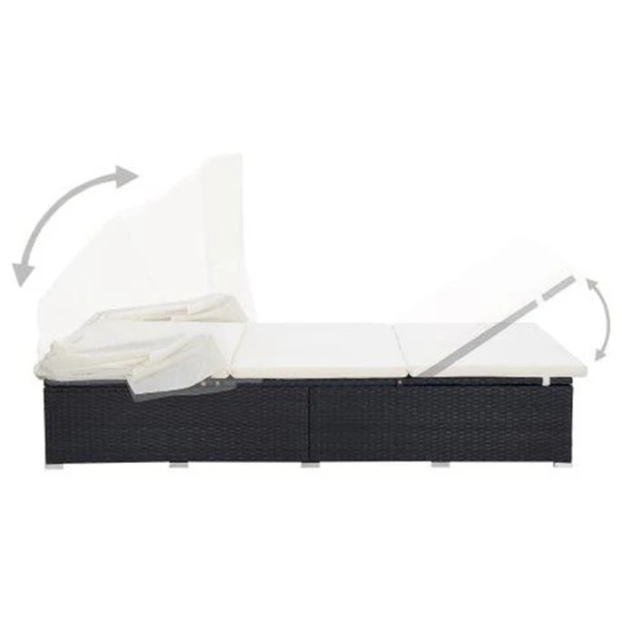 Transat à 2 Places Avec Coussin Résine Tressée Noir – Image 5