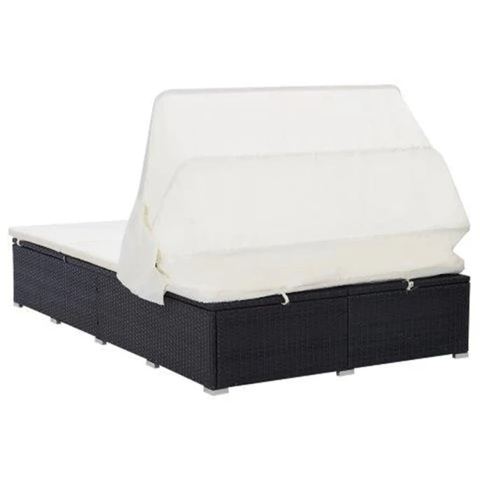 Transat à 2 Places Avec Coussin Résine Tressée Noir – Image 7