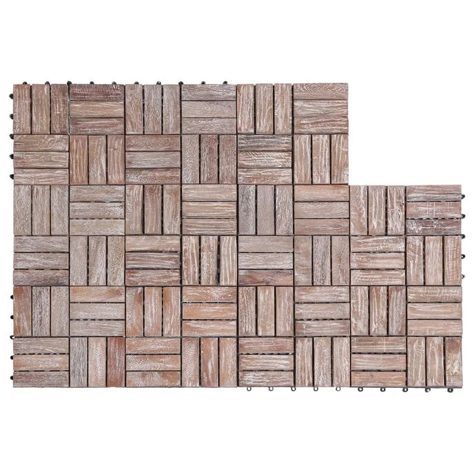 Tuiles De Terrasse 11 Pcs 30x30 Cm Bois De Récupération Solide 2 – Image 3