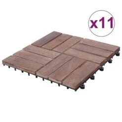 Tuiles De Terrasse 11 Pcs 30x30 Cm Bois De Récupération Solide
