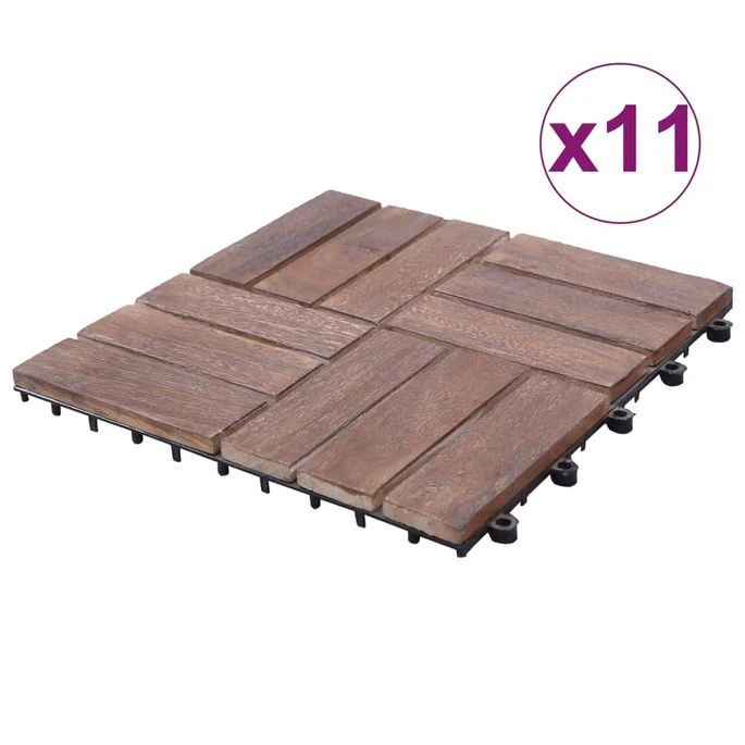 Tuiles De Terrasse 11 Pcs 30x30 Cm Bois De Récupération Solide