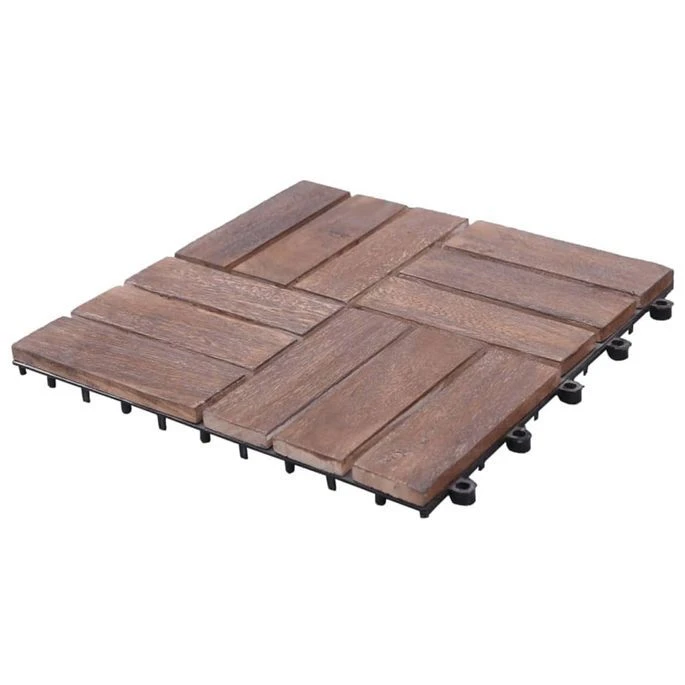 Tuiles De Terrasse 11 Pcs 30x30 Cm Bois De Récupération Solide – Image 2