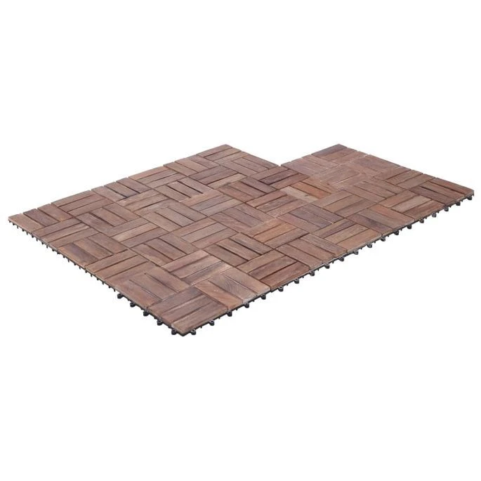 Tuiles De Terrasse 11 Pcs 30x30 Cm Bois De Récupération Solide – Image 4
