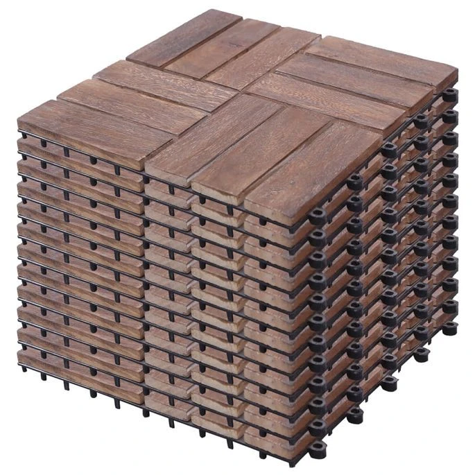 Tuiles De Terrasse 11 Pcs 30x30 Cm Bois De Récupération Solide – Image 6