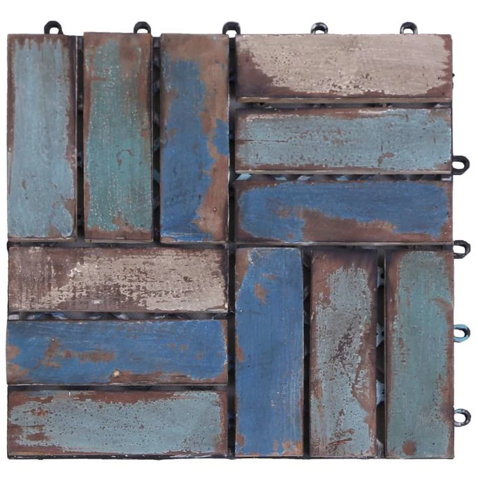 Tuiles De Terrasse 22 Pcs 30x30 Cm Bois De Récupération Solide 2 – Image 5