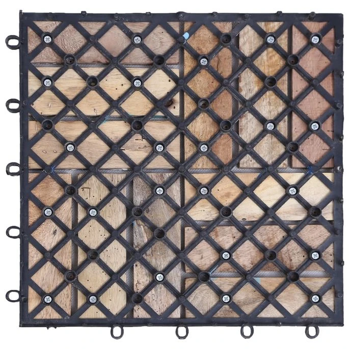 Tuiles De Terrasse 22 Pcs 30x30 Cm Bois De Récupération Solide 2 – Image 7