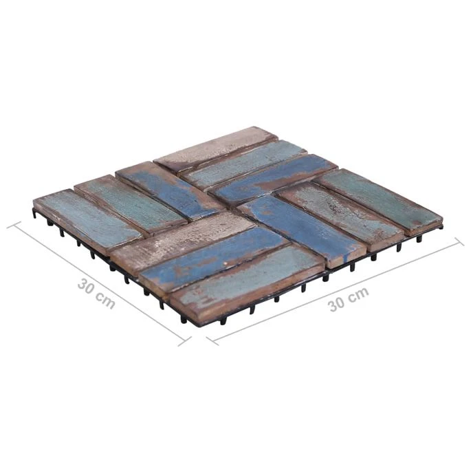 Tuiles De Terrasse 22 Pcs 30x30 Cm Bois De Récupération Solide 2 – Image 8