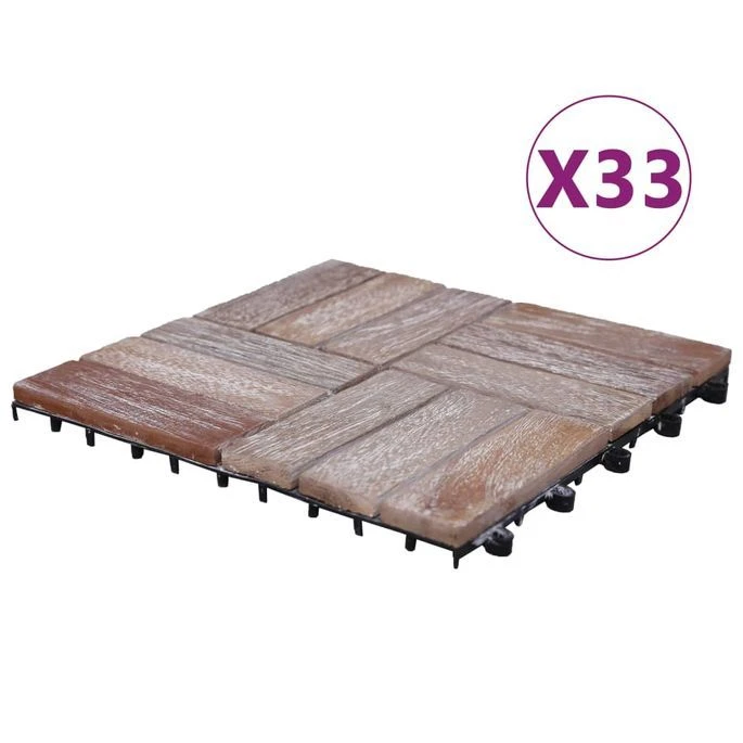 Tuiles De Terrasse 33 Pcs 30x30 Cm Bois De Récupération Solide